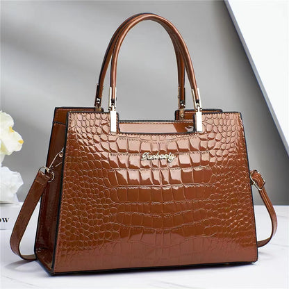 Womens Croc Leather Handbag Luxury Shoulder Tote Elegant Everyday Bag