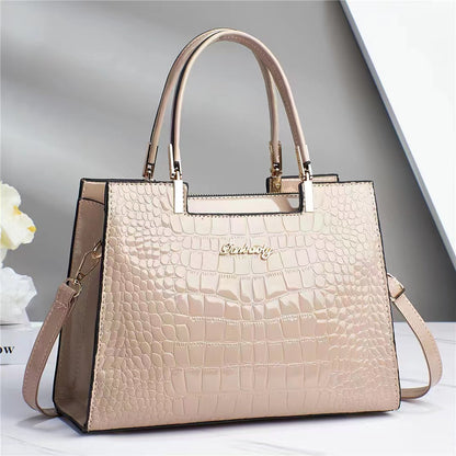 Womens Croc Leather Handbag Luxury Shoulder Tote Elegant Everyday Bag