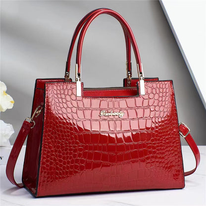 Womens Croc Leather Handbag Luxury Shoulder Tote Elegant Everyday Bag