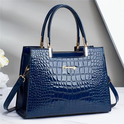 Womens Croc Leather Handbag Luxury Shoulder Tote Elegant Everyday Bag