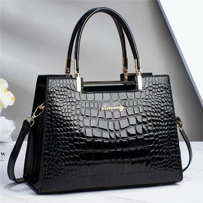 Womens Croc Leather Handbag Luxury Shoulder Tote Elegant Everyday Bag