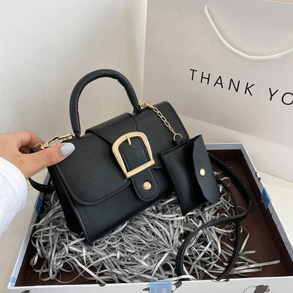 Womens Crossbody Shoulder Bag Wallet Set Vegan Leather Handbag