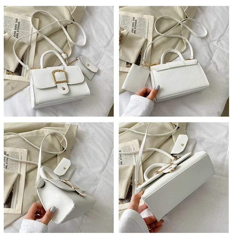 Womens Crossbody Shoulder Bag Wallet Set Vegan Leather Handbag