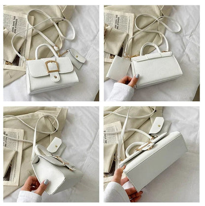 Womens Crossbody Shoulder Bag Wallet Set Vegan Leather Handbag
