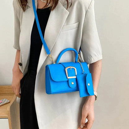 Womens Crossbody Shoulder Bag Wallet Set Vegan Leather Handbag