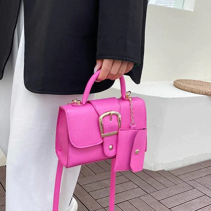 Womens Crossbody Shoulder Bag Wallet Set Vegan Leather Handbag