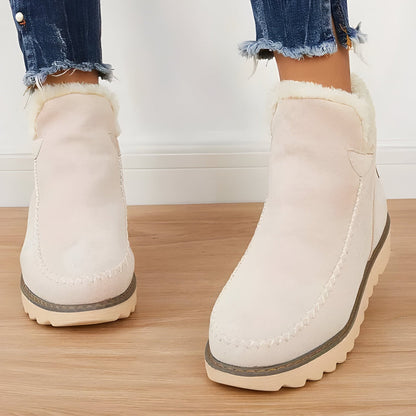 Women's Fur Lined Slip On Ankle Boots Warm Winter Footwear