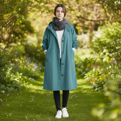 Women's Hooded Waterproof Trench Coat Lightweight Rain Jacket