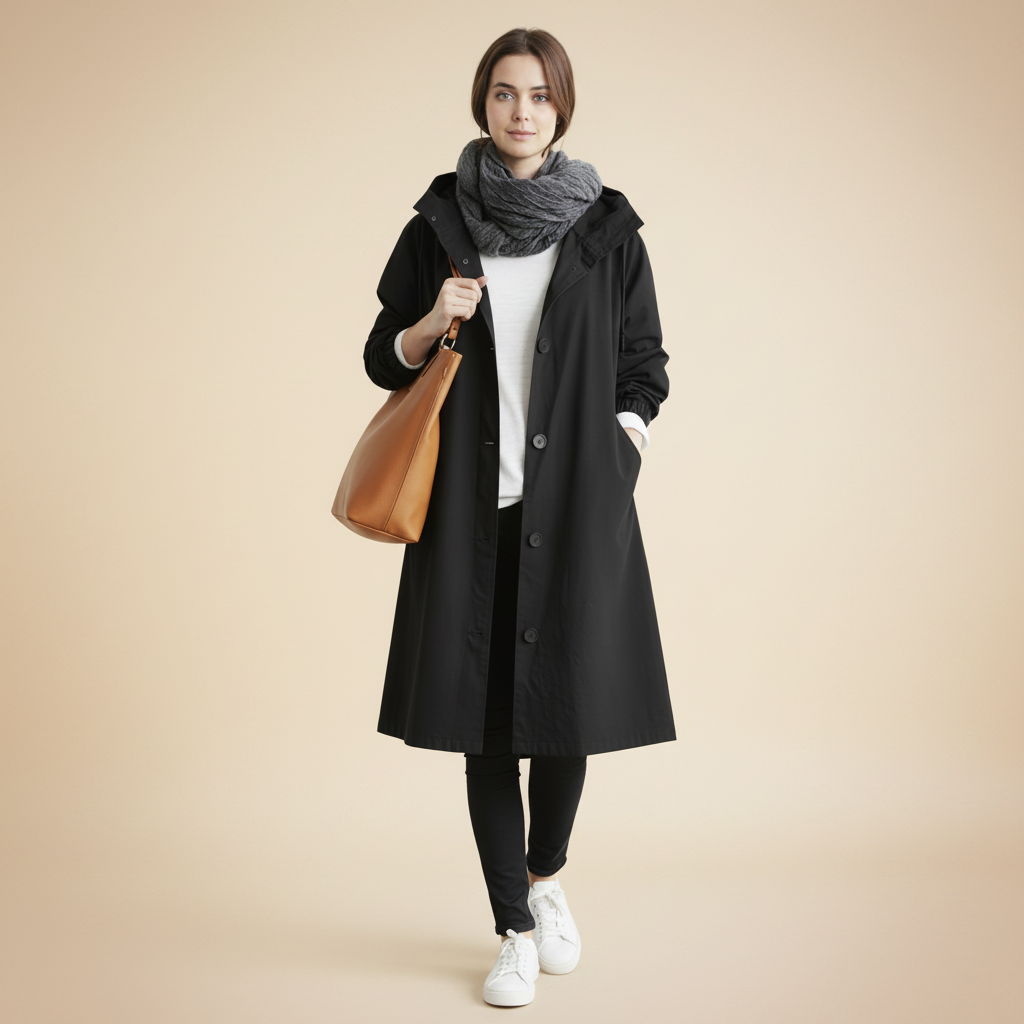 Women's Hooded Waterproof Trench Coat Lightweight Rain Jacket