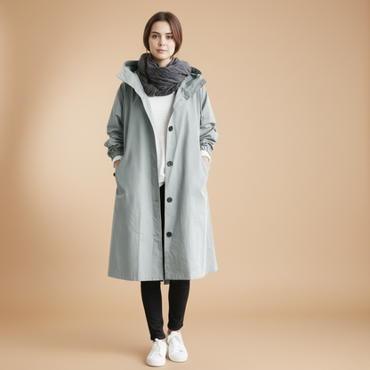 Women's Hooded Waterproof Trench Coat Lightweight Rain Jacket