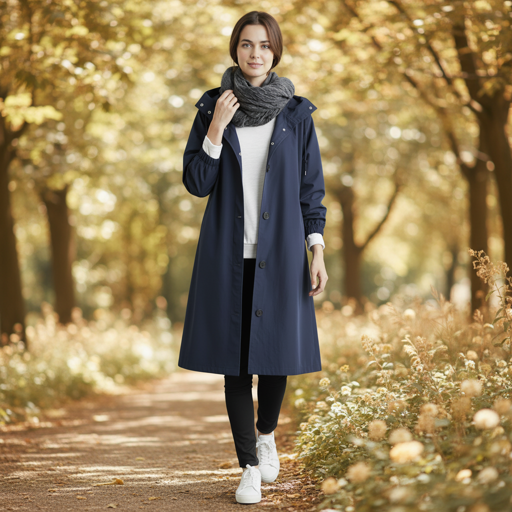 Women's Hooded Waterproof Trench Coat Lightweight Rain Jacket