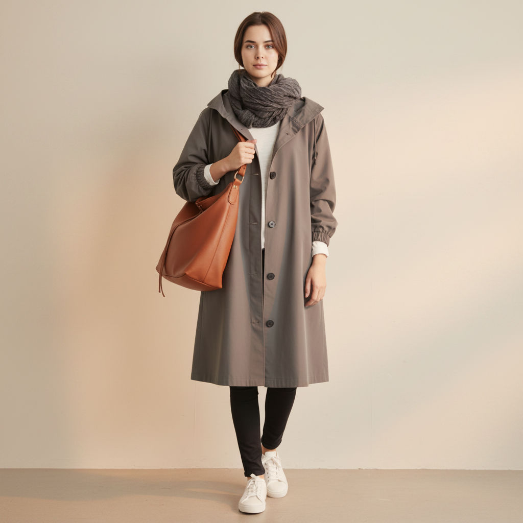 Women's Hooded Waterproof Trench Coat Lightweight Rain Jacket