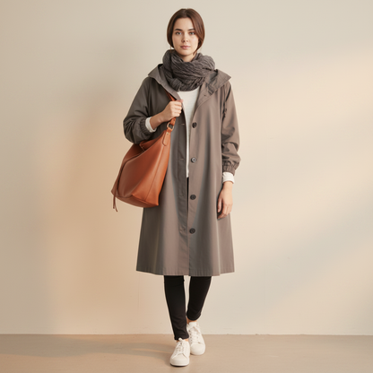 Women's Hooded Waterproof Trench Coat Lightweight Rain Jacket