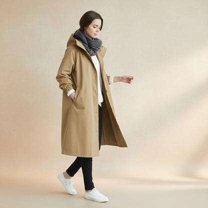 Women's Hooded Waterproof Trench Coat Lightweight Rain Jacket