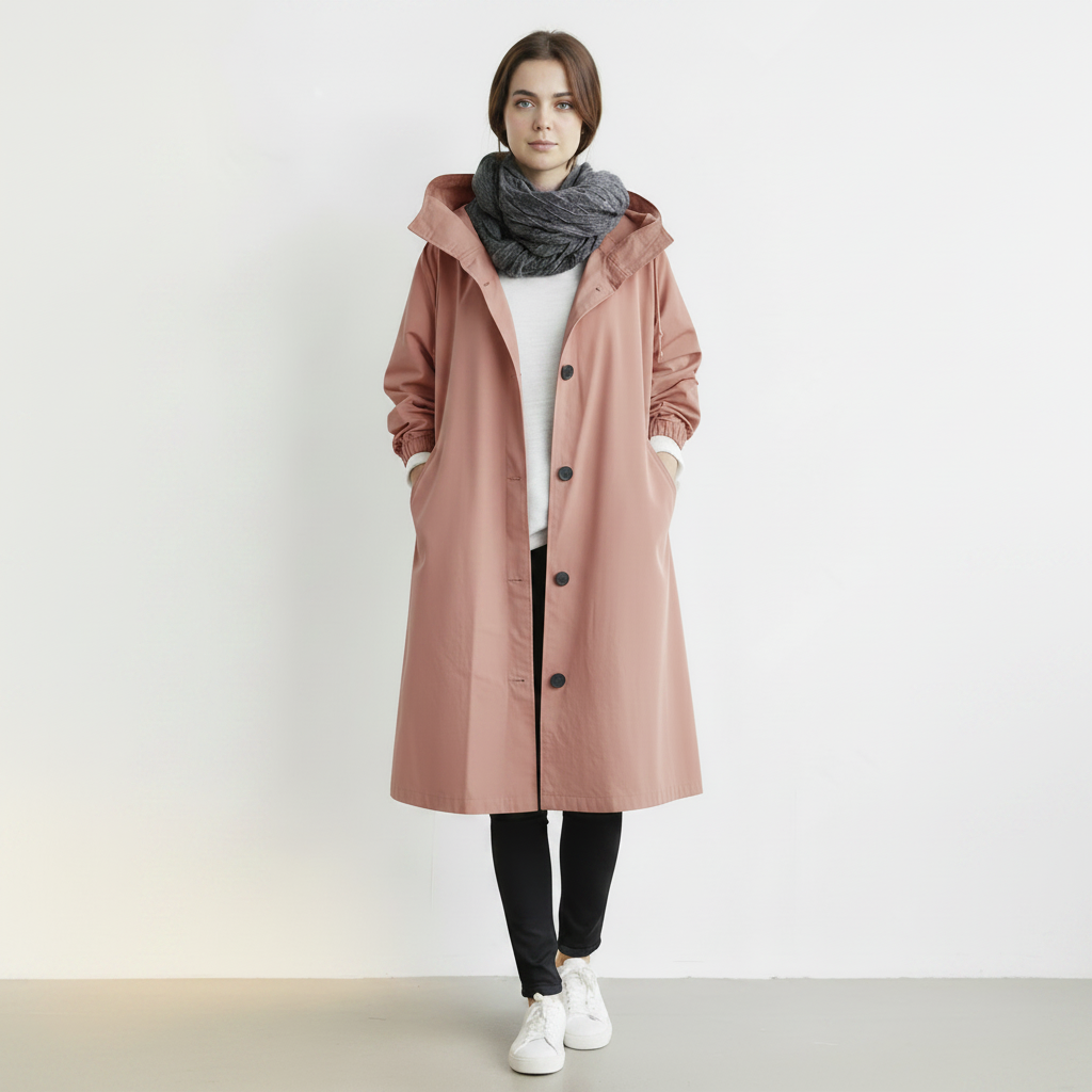 Women's Hooded Waterproof Trench Coat Lightweight Rain Jacket