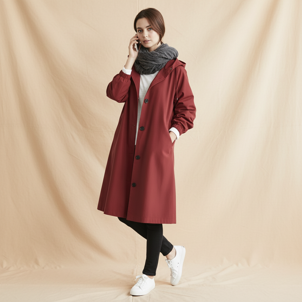 Women's Hooded Waterproof Trench Coat Lightweight Rain Jacket