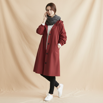Women's Hooded Waterproof Trench Coat Lightweight Rain Jacket