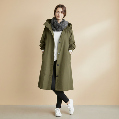 Women's Hooded Waterproof Trench Coat Lightweight Rain Jacket