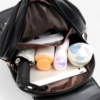 Womens Leather Backpack Large Capacity Travel School Everyday Shoulder Bag