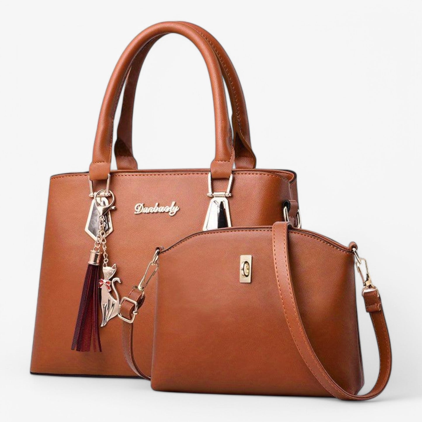Womens PU Leather Handbag Set Crossbody Tote Purse
