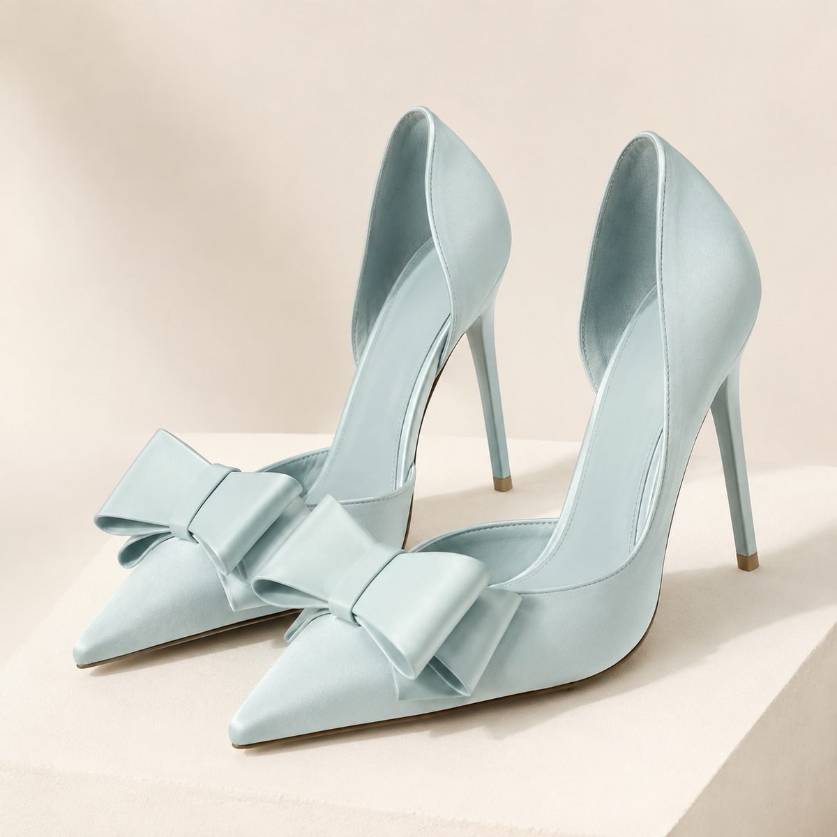 Women's Pointed Toe High Heel Pumps with Bow Detail