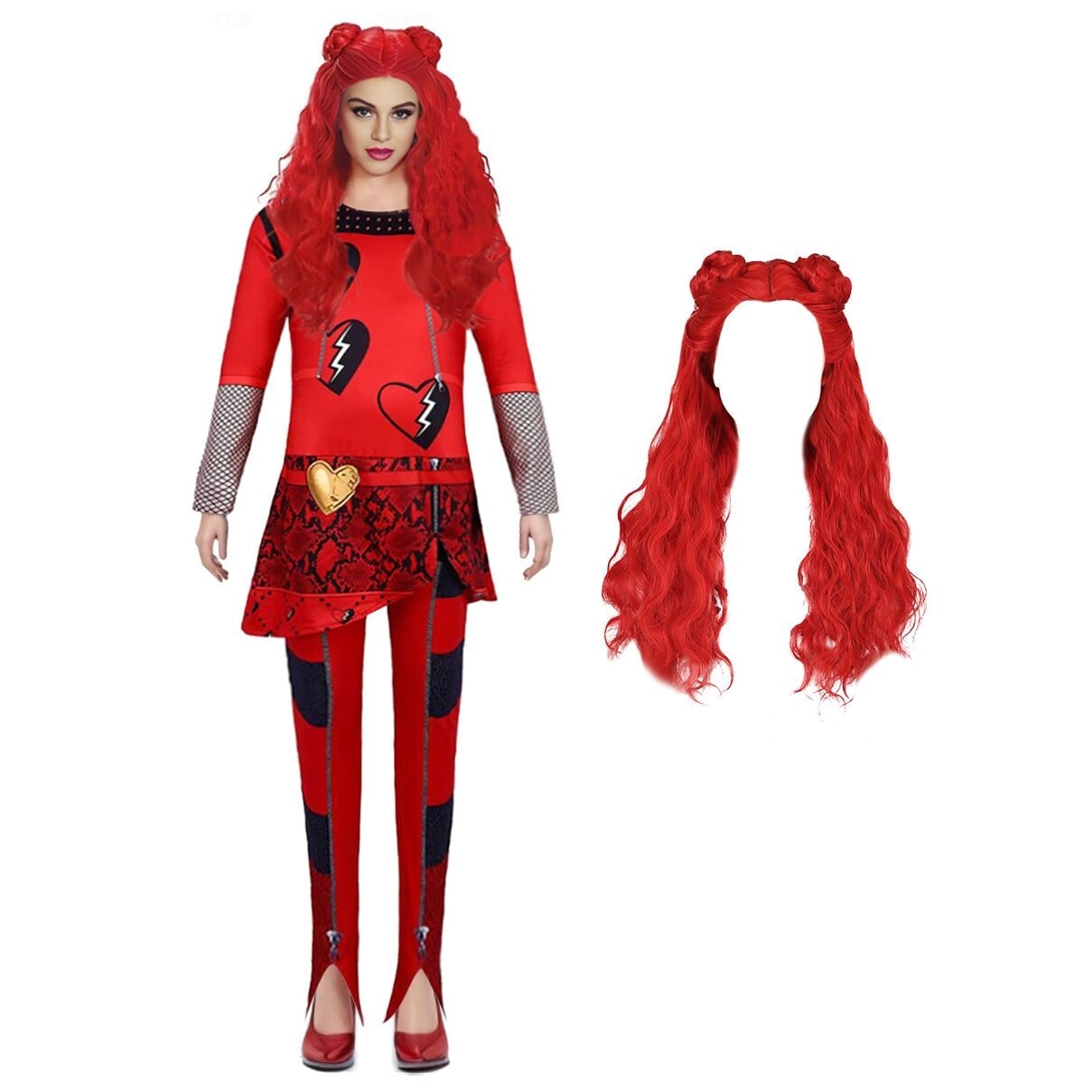 Women's Red Long Sleeve Cosplay Dress Halloween Costume Outfit
