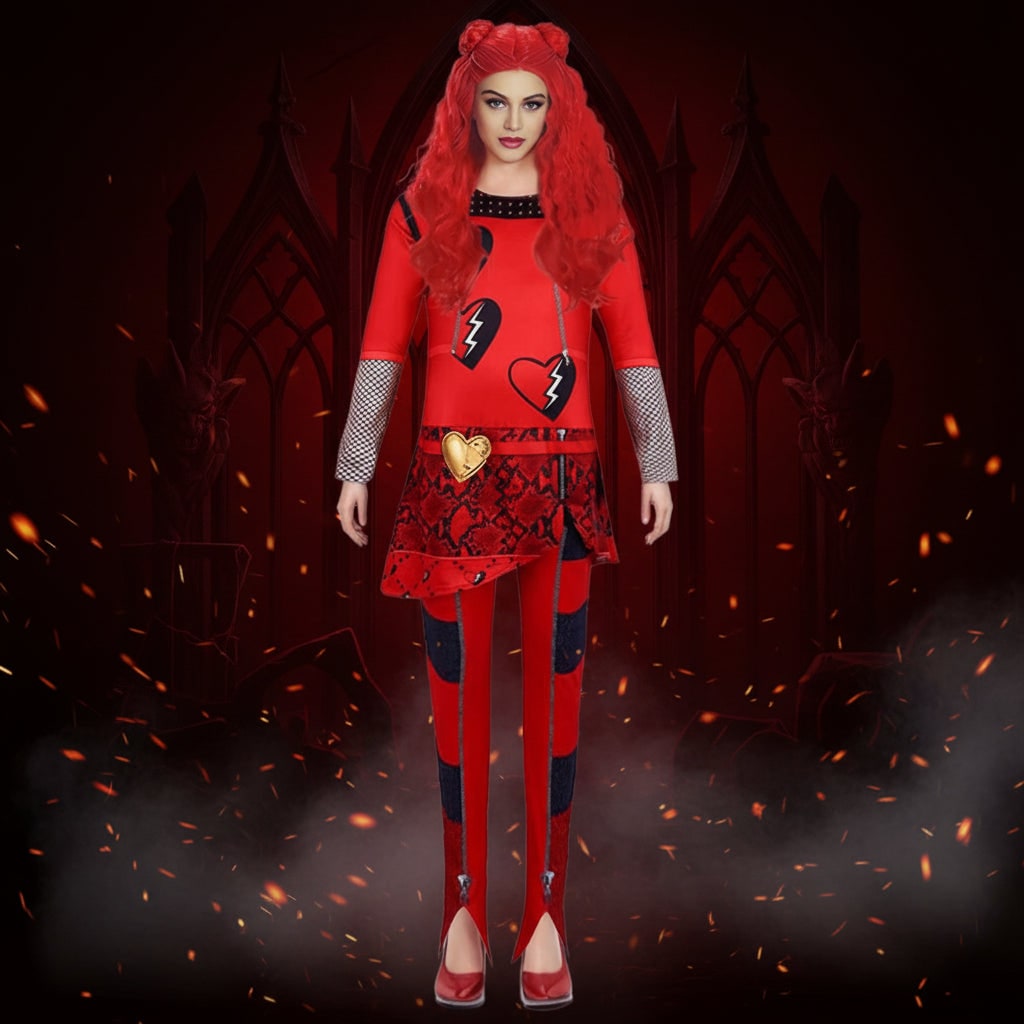 Women's Red Long Sleeve Cosplay Dress Halloween Costume Outfit