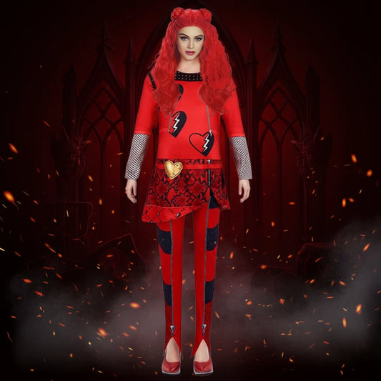 Women's Red Long Sleeve Cosplay Dress Halloween Costume Outfit