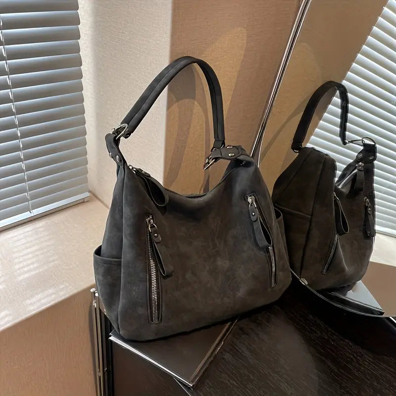 Womens Retro Hobo Shoulder Bag Large Capacity Leather Handbag