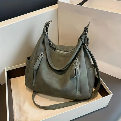 Womens Retro Hobo Shoulder Bag Large Capacity Leather Handbag
