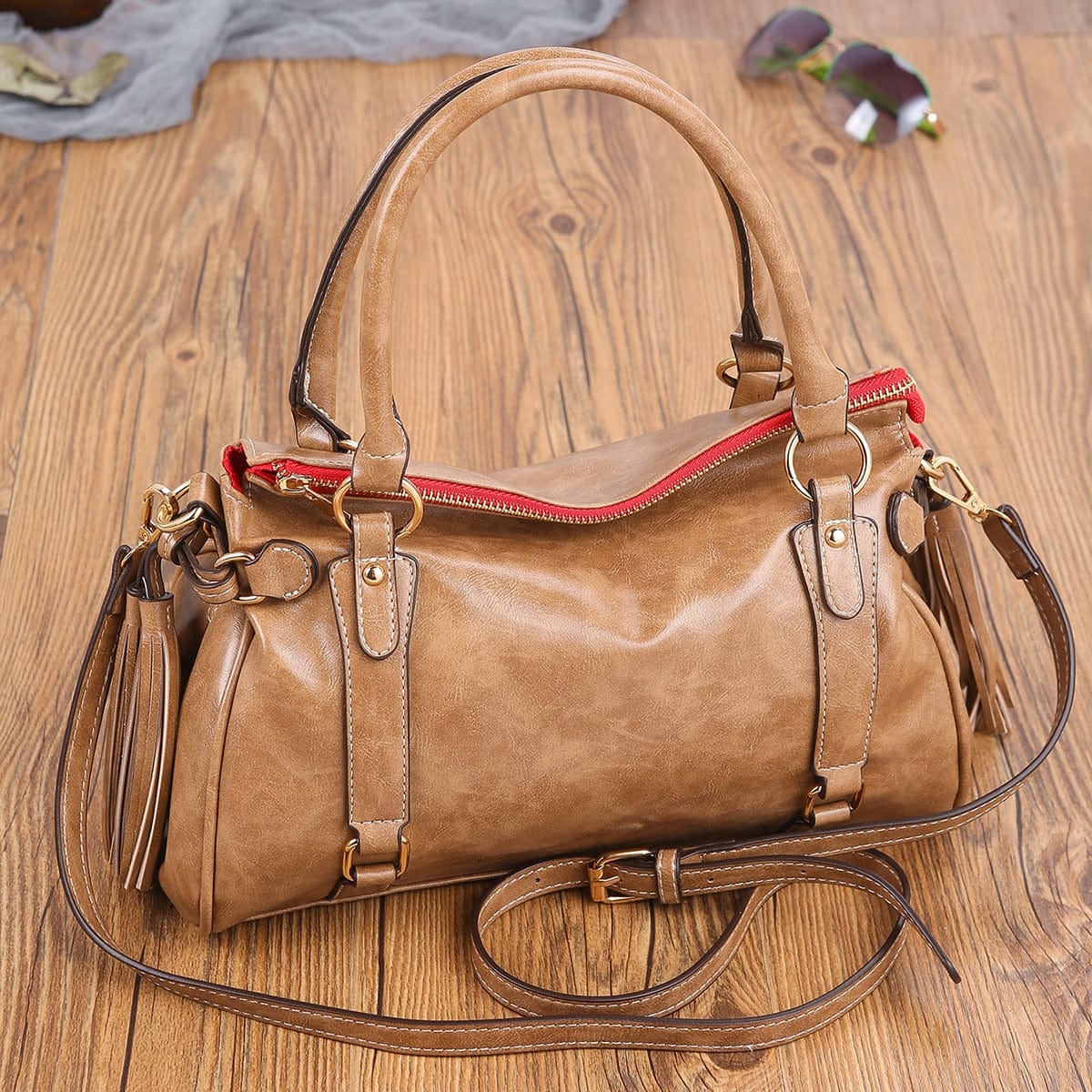 Womens Soft Leather Shoulder Tote Bag Large Capacity Handbag