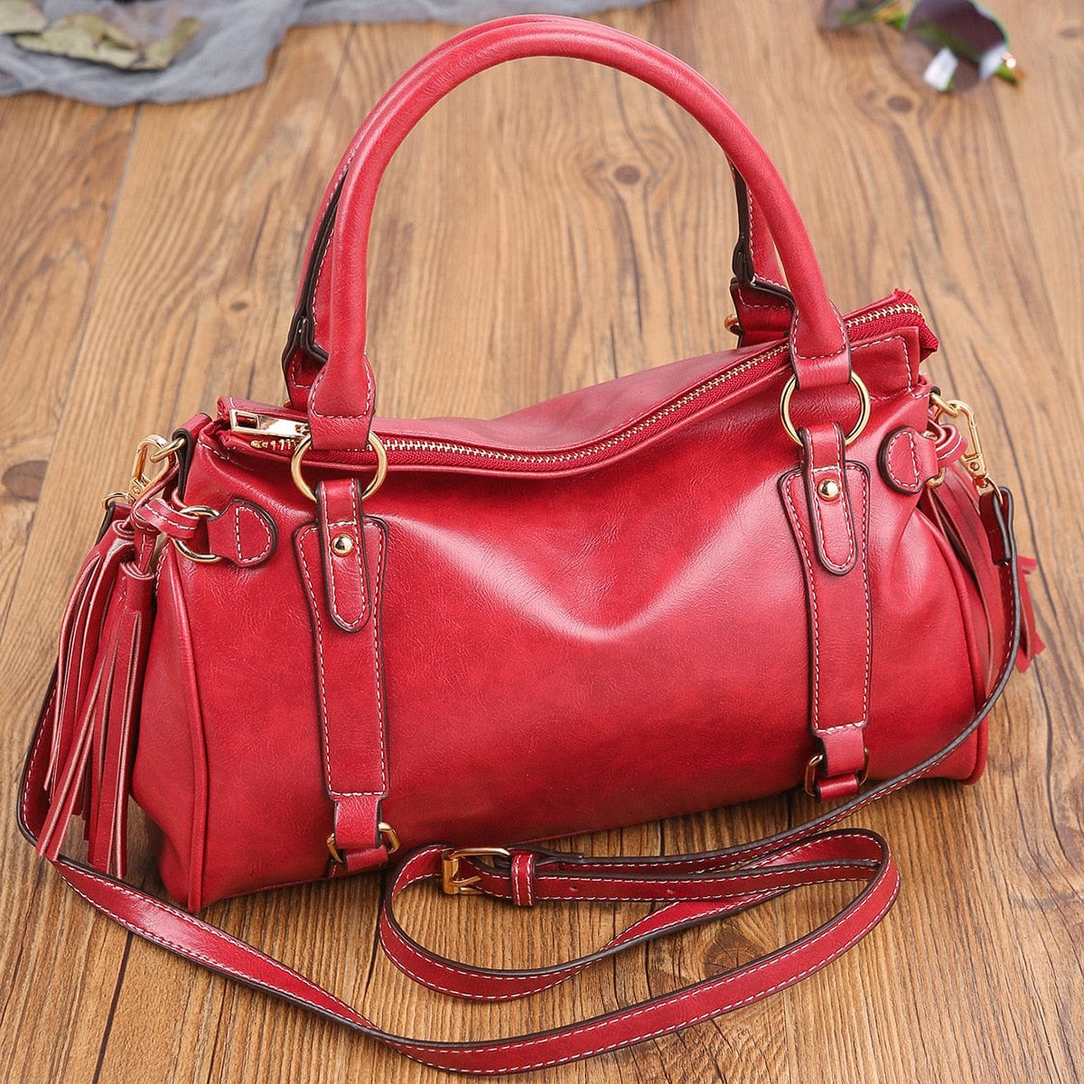 Womens Soft Leather Shoulder Tote Bag Large Capacity Handbag