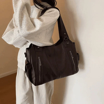 Women's Vegan Leather Shoulder Bag Large Capacity Everyday Tote
