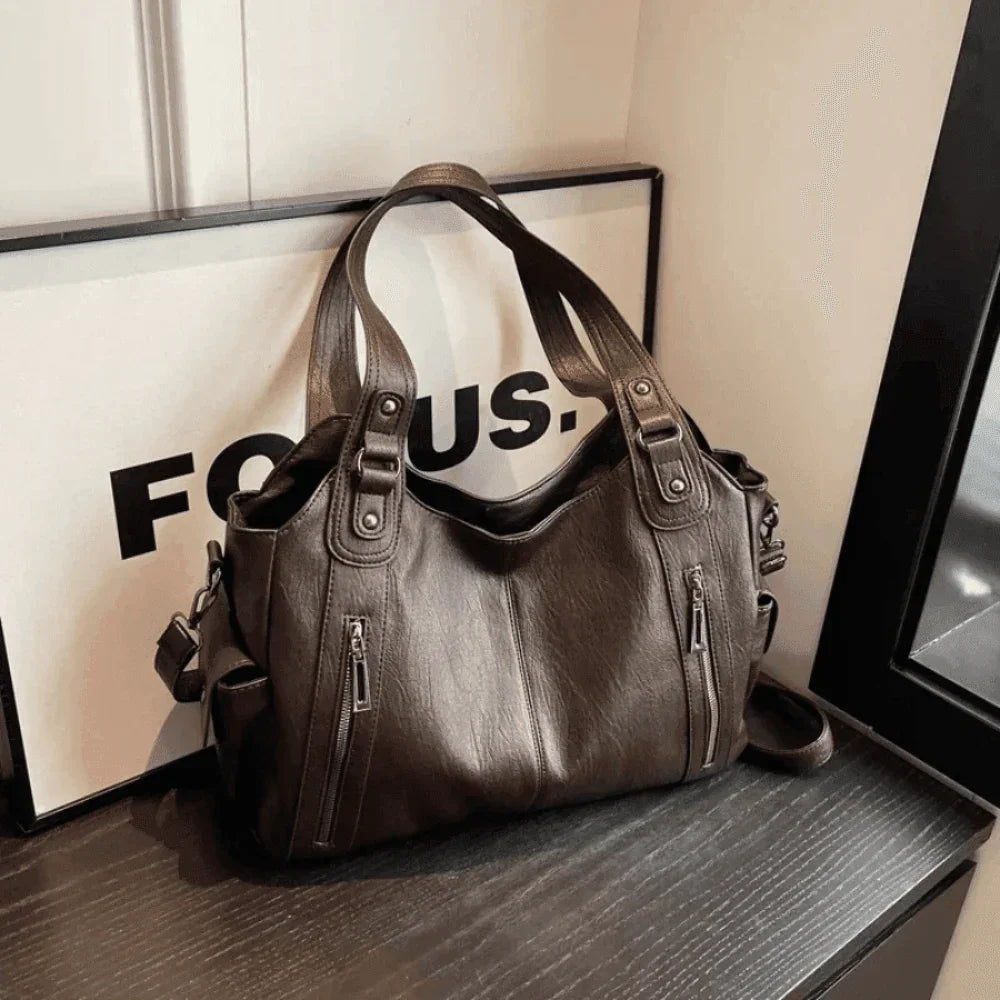 Women's Vegan Leather Shoulder Bag Large Capacity Everyday Tote