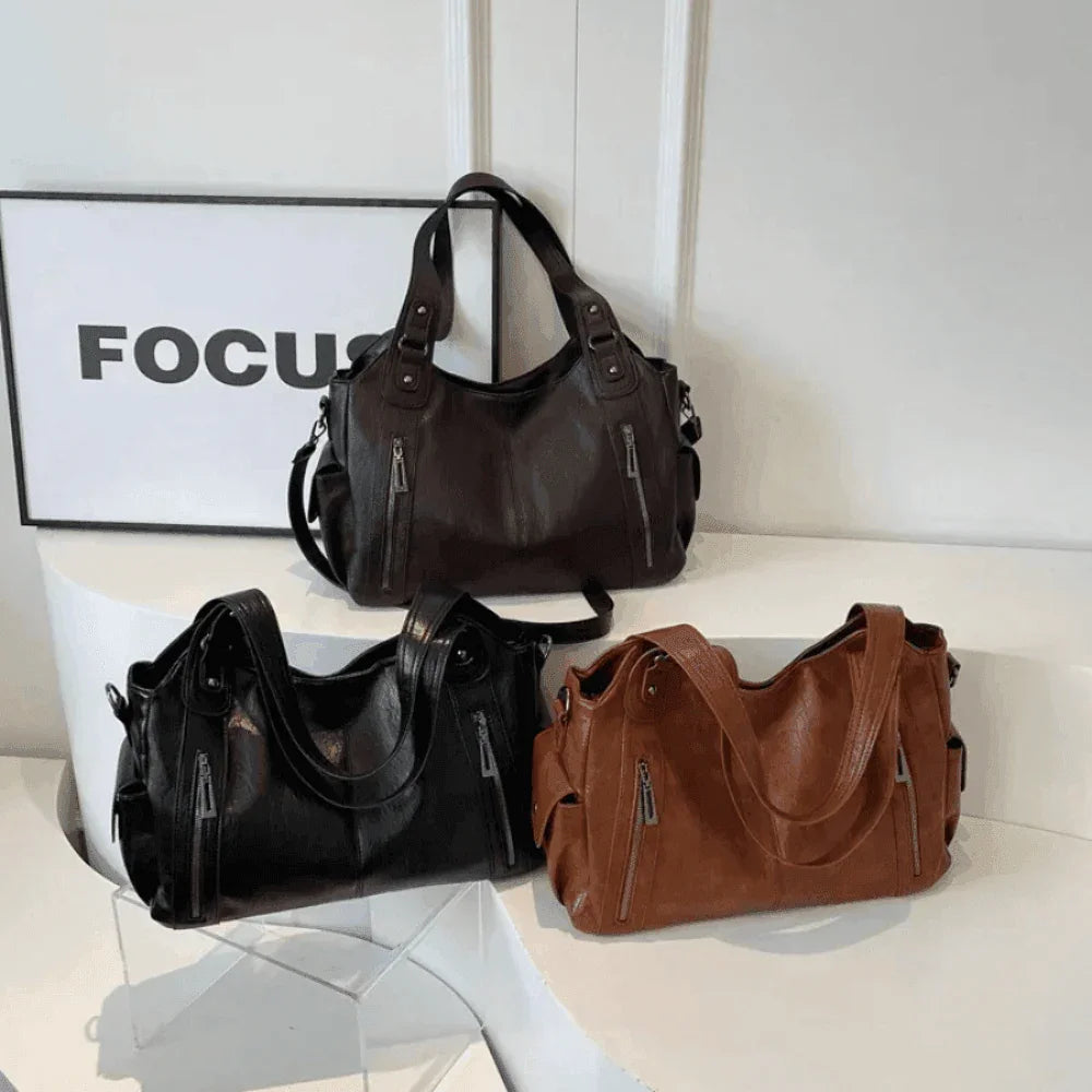 Women's Vegan Leather Shoulder Bag Large Capacity Everyday Tote