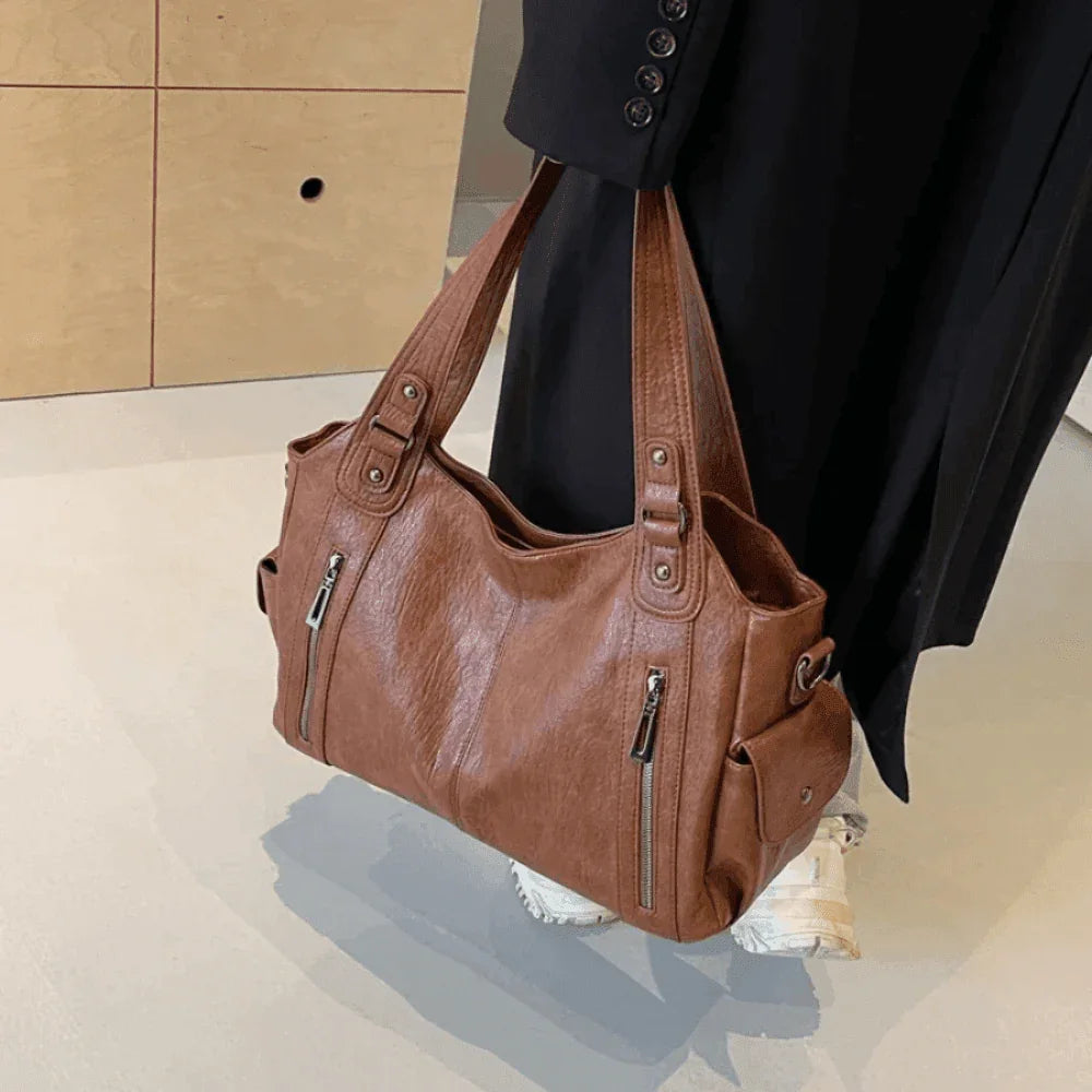 Women's Vegan Leather Shoulder Bag Large Capacity Everyday Tote