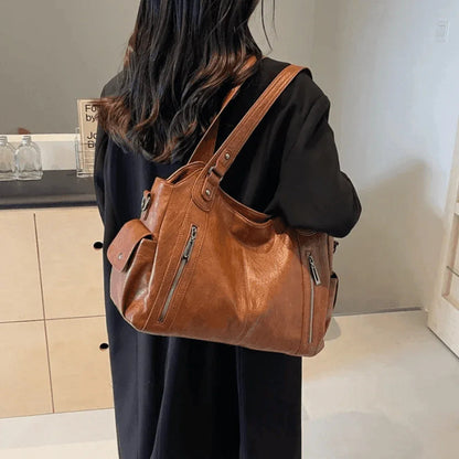 Women's Vegan Leather Shoulder Bag Large Capacity Everyday Tote