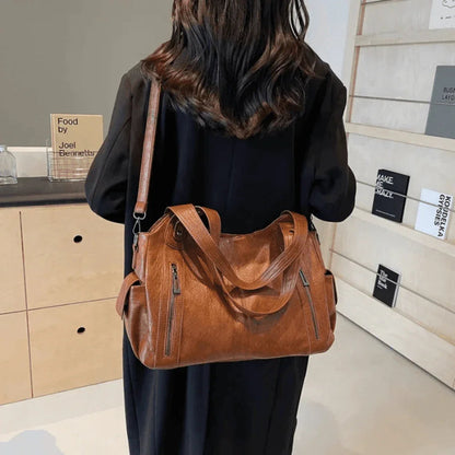 Women's Vegan Leather Shoulder Bag Large Capacity Everyday Tote