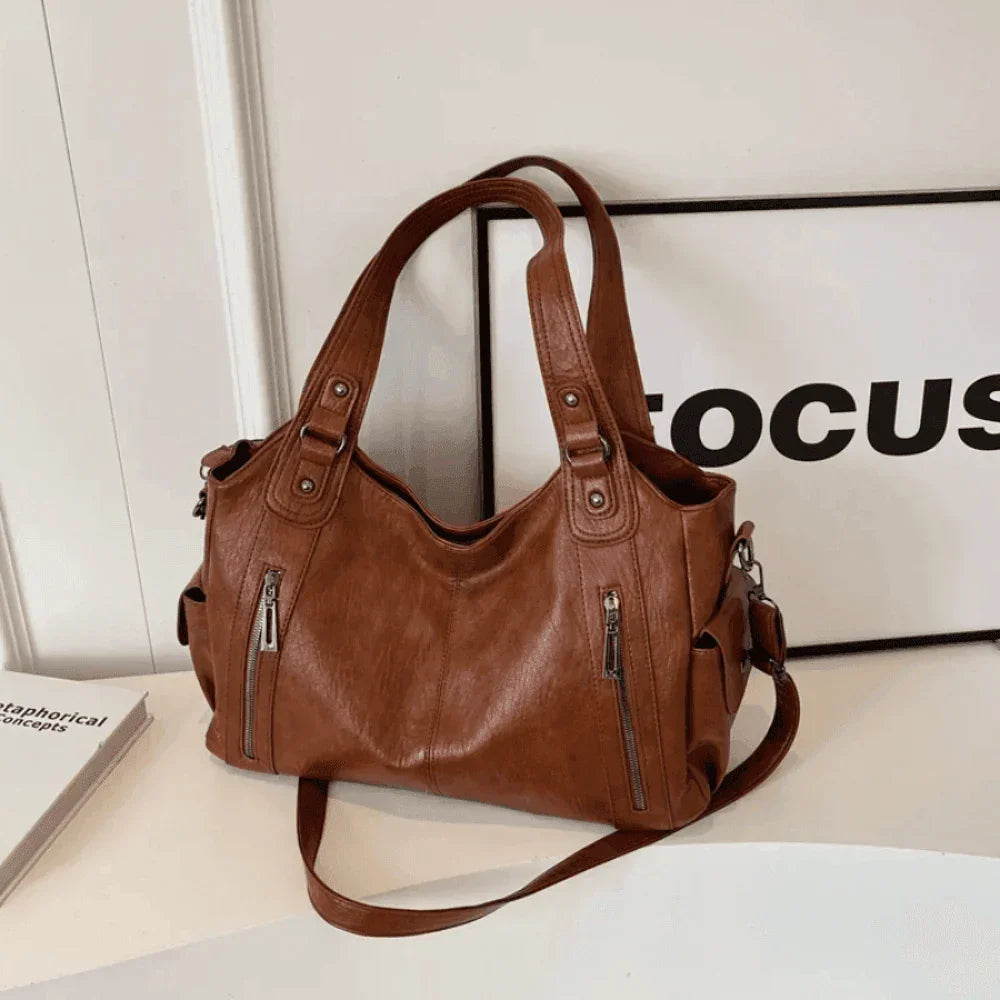 Women's Vegan Leather Shoulder Bag Large Capacity Everyday Tote