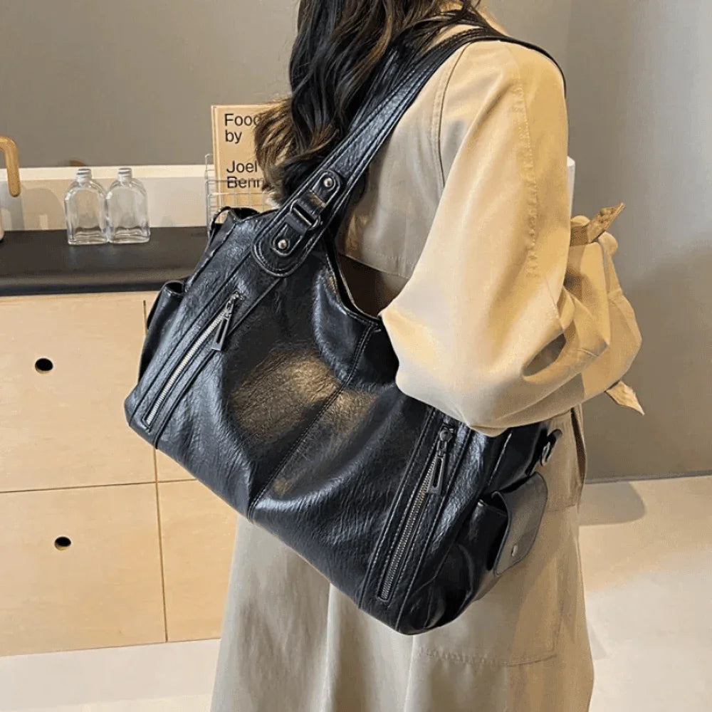 Women's Vegan Leather Shoulder Bag Large Capacity Everyday Tote