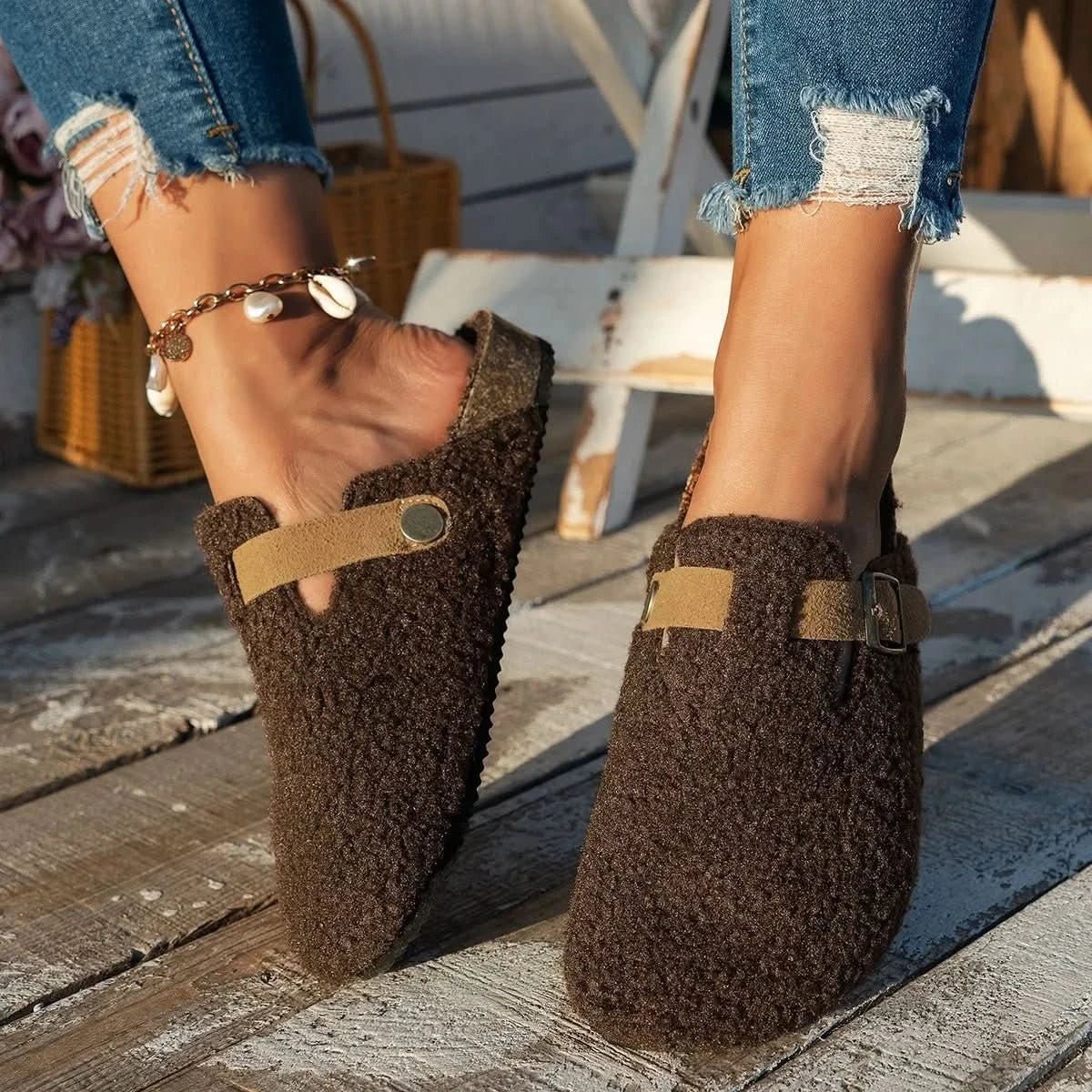Women's Warm Lined Winter Slippers Non Slip Indoor Shoes