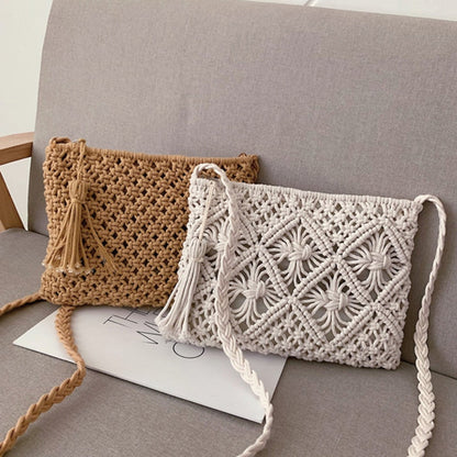 Women's Woven Boho Shoulder Bag Stylish Everyday Handbag
