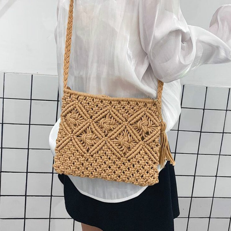 Women's Woven Boho Shoulder Bag Stylish Everyday Handbag