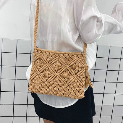 Women's Woven Boho Shoulder Bag Stylish Everyday Handbag