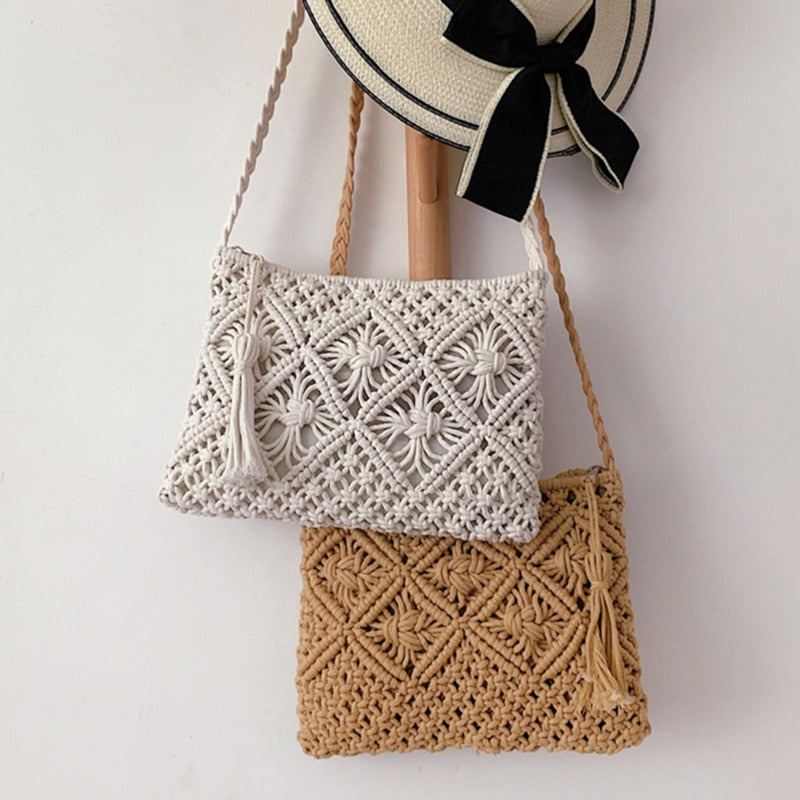 Women's Woven Boho Shoulder Bag Stylish Everyday Handbag