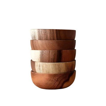 Wood Serving Bowl Set Handmade Reusable Dining Bowls