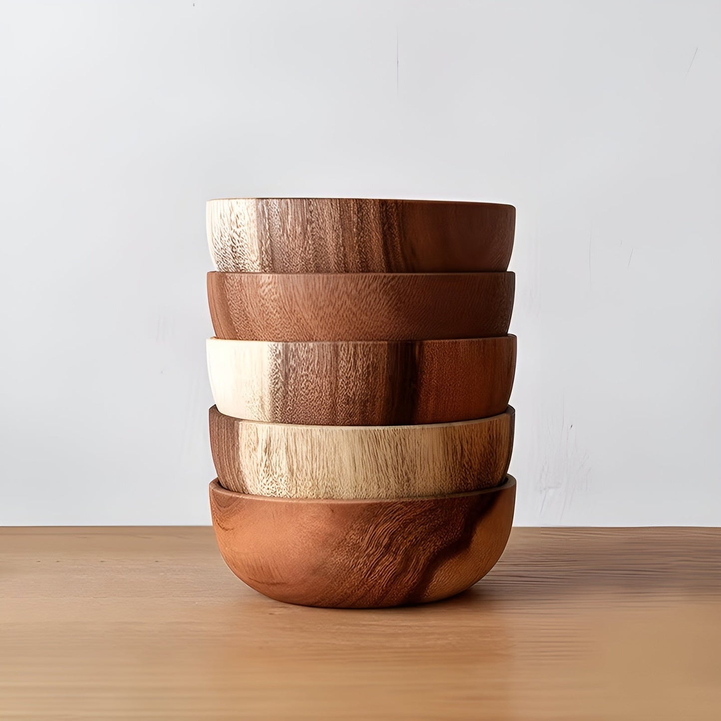 Wood Serving Bowl Set Handmade Reusable Dining Bowls