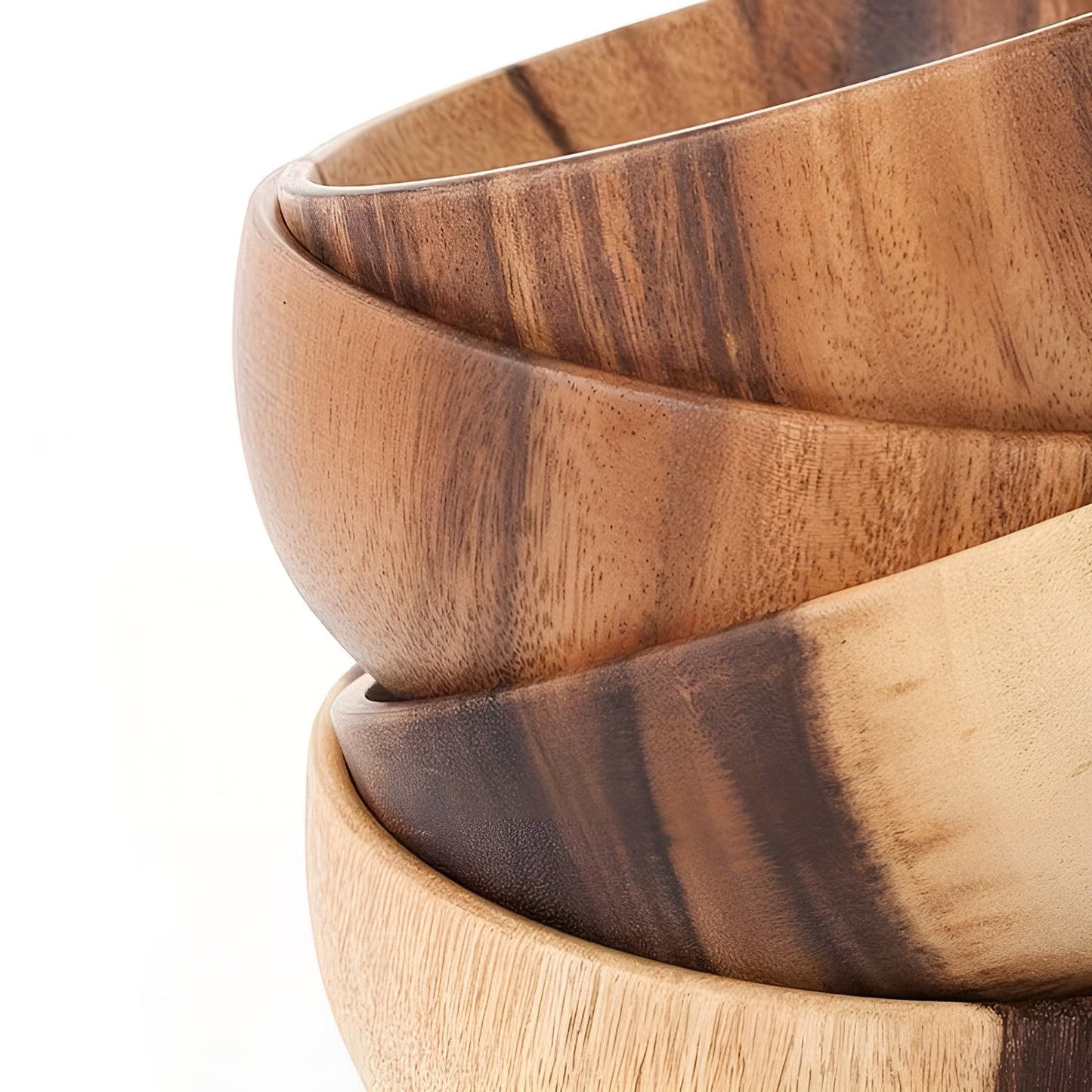 Wood Serving Bowl Set Handmade Reusable Dining Bowls