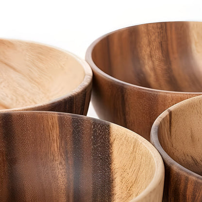 Wood Serving Bowl Set Handmade Reusable Dining Bowls