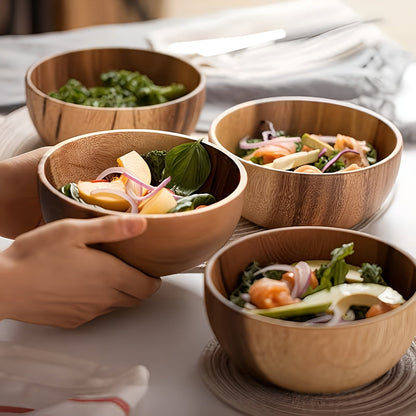 Wood Serving Bowl Set Handmade Reusable Dining Bowls